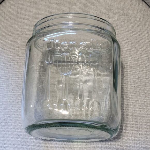 Glass embossed utensil holder - Picture 1 of 5